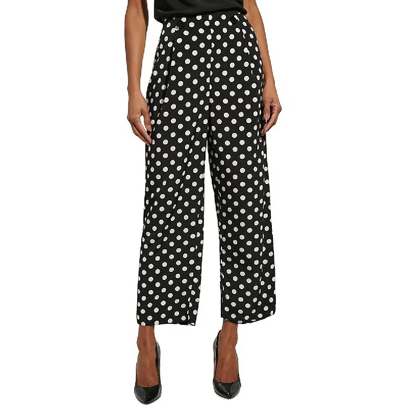 women’s cardio tanks-Karl Lagerfeld Paris Womens Polka Dot Side Zip Wide Leg Pants