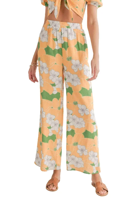 ladies confirmation dresses-Floral Wide Leg Pants In Desert Flower