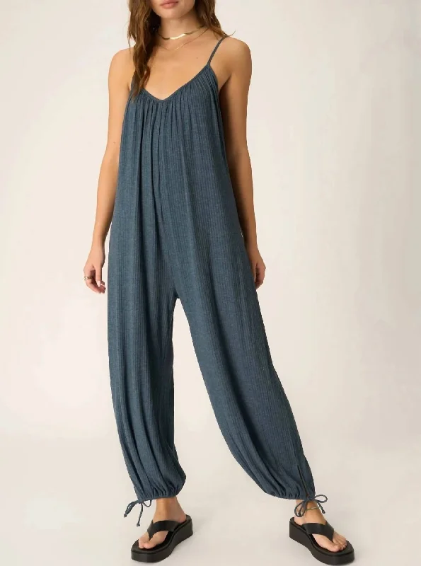 women’s merino pullovers-Let's Bounce Jumpsuit In Oceanic Teal