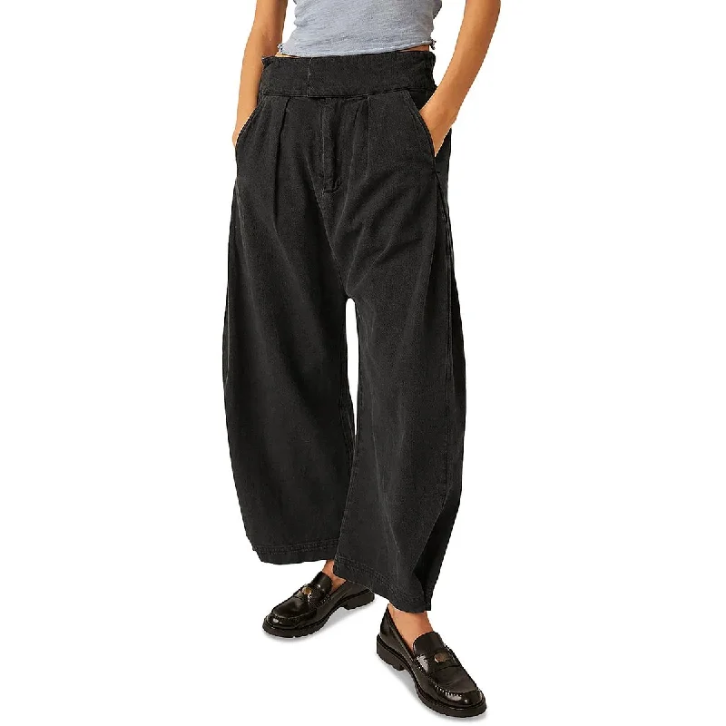 women’s relaxed culottes-Free People Womens High Rise Flare Leg Wide Leg Pants