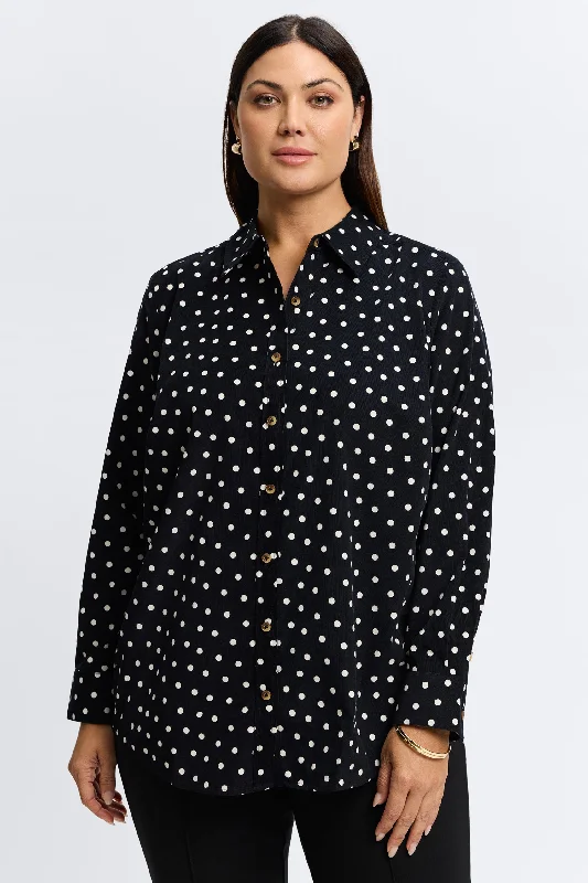 female organza tops-Haven Plus Polka Dot Corduroy Shirt