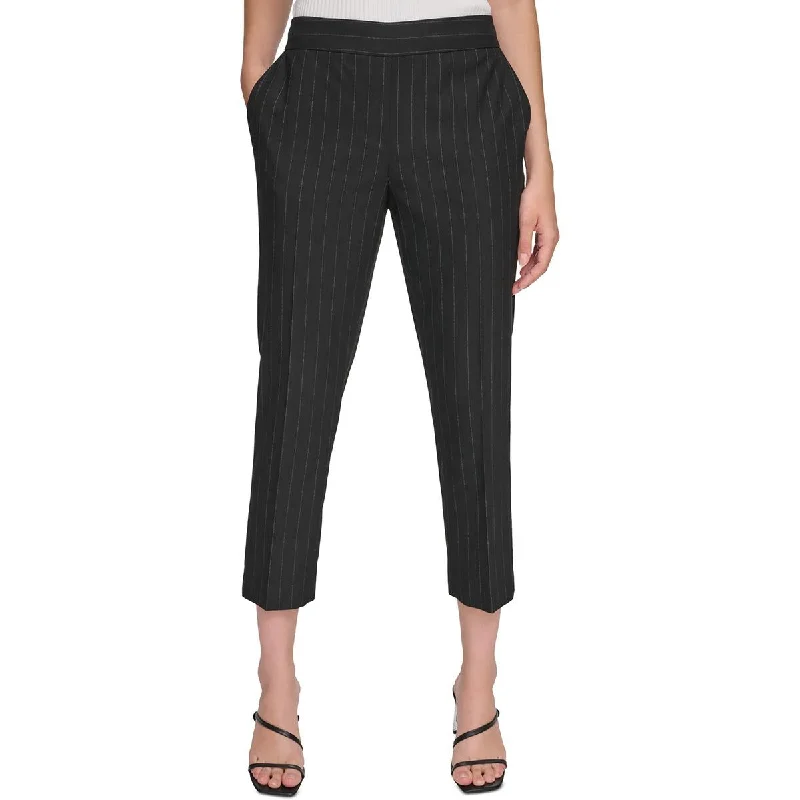 ladies cut-out sandals-Womens Pin Stripe Side Zipper Trouser Pants