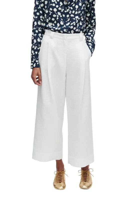 ladies ankle-tie sandals-Crew Pant In White