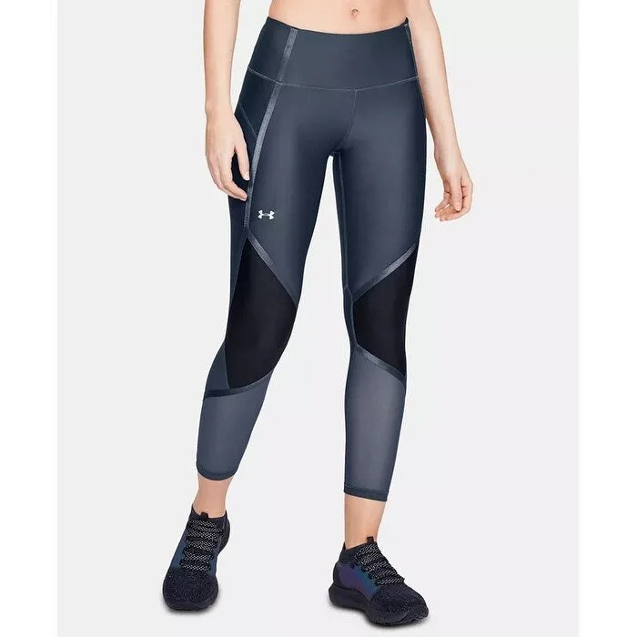 ladies charity gala dresses-Under Armour Women's Shine Heatgear Colorblocked Compression Leggings Silver Size Extra Small - X-Small