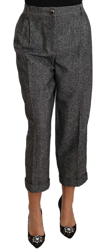 ladies tie-neck blouses-Dolce & Gabbana Elegant  Wool-Blend Women's Trousers