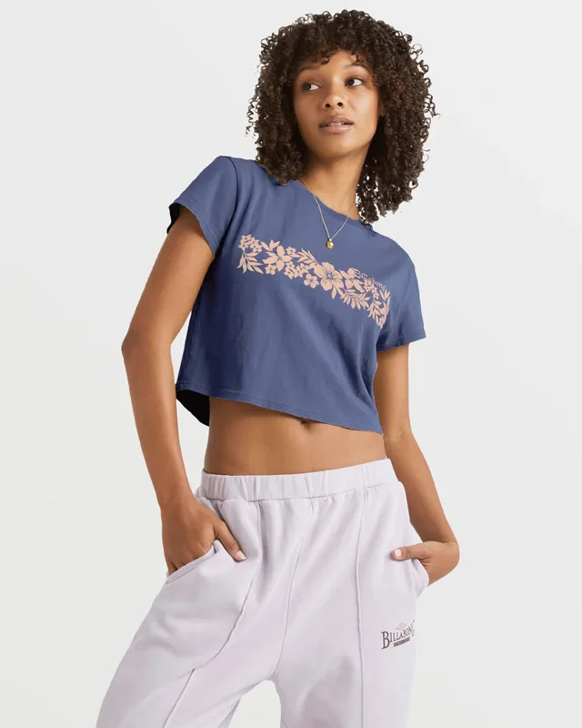 female denim tiered skirts-Tahiti Crop Cropped S/S T-Shirt