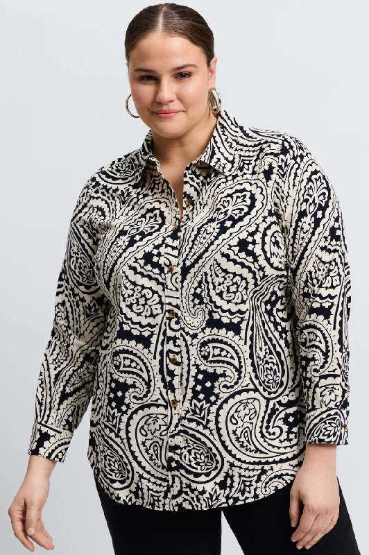 women’s tattersall shirts-Haven Plus Paisley Corduroy Shirt