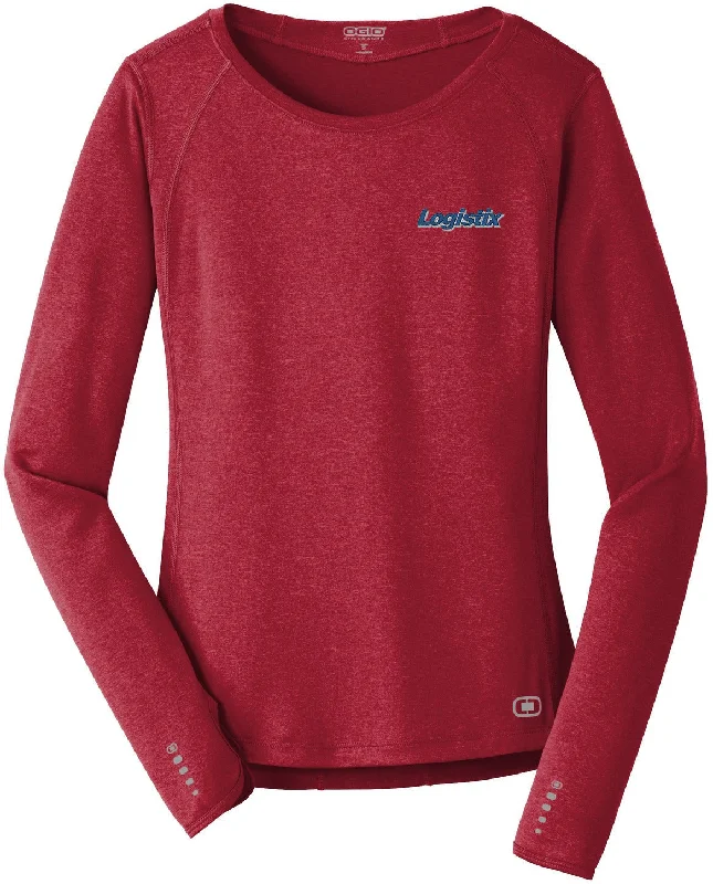 women’s puff-sleeve blouses-OGIO Endurance Ladies Long Sleeve Pulse Crew