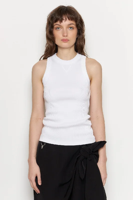 female organza tops-Ivy Tank White