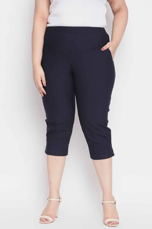 women’s draped sweaters-Navy New Fit Tummy Tucker Crop Pants