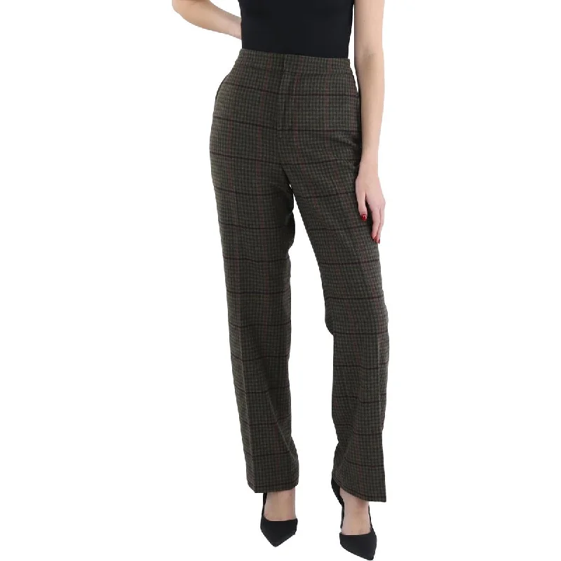 women’s utility bombers-Lauren Ralph Lauren Womens Wool Blend High Rise Straight Leg Pants