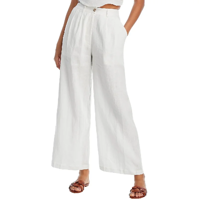 women’s bleached denim-Faithfull the Brand Womens Circa Linen High Waist Wide Leg Pants