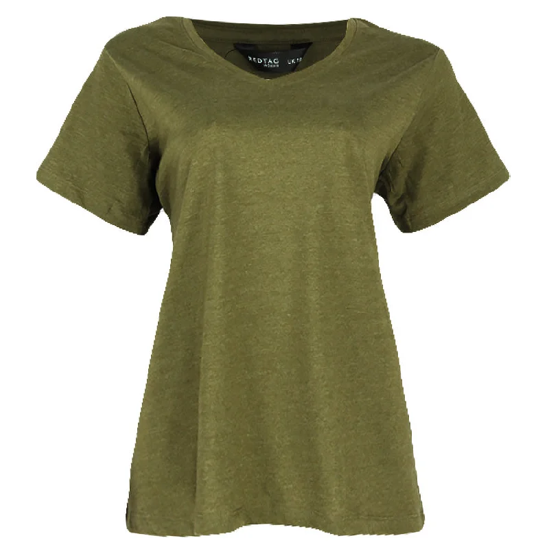 women’s balloon-sleeve pullovers-REDTAG Pale Green Casual T-Shirt