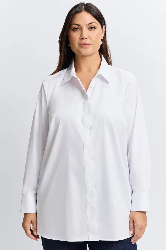 women’s corduroy shirts-Layla Plus Stretch Matte Sateen No Iron Tunic