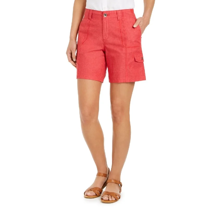 ladies espadrille flats-Style & Co Women's Comfort-Waist Cargo Shorts Red Size 8