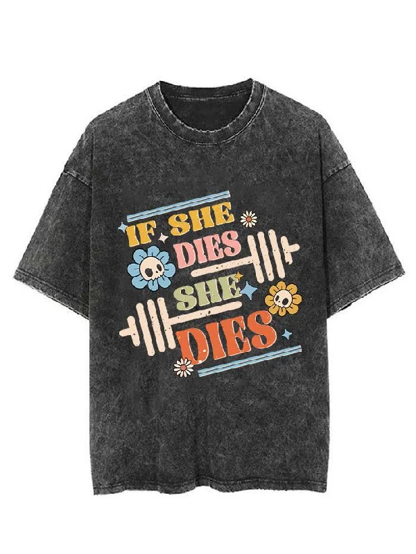 women’s mohair pullovers-IF SHE DIES SHE DIES VINTAGE GYM SHIRT