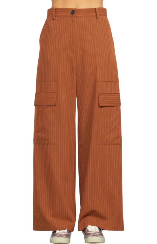 women’s yoga tees-Tuscan Pinstripe Pants In Tan