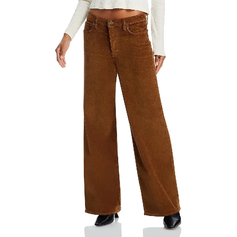 women’s checkered blouses-FRAME Womens High Rise Corduroy Wide Leg Pants