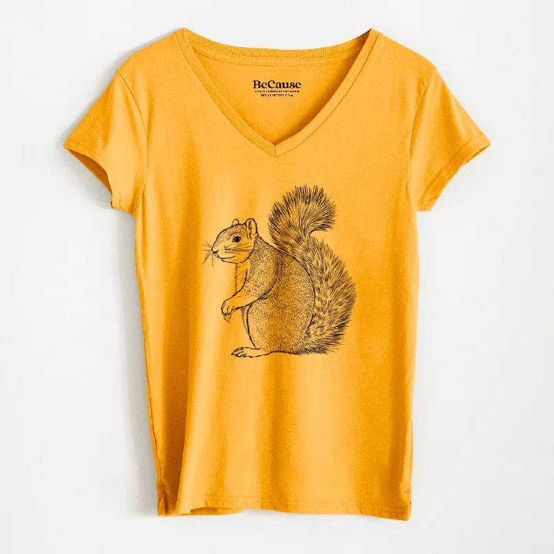 ladies stacked flats-Eastern Fox Squirrel - Sciurus niger - Women's 100% Recycled V-neck