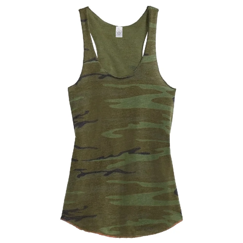 ladies peep-toe flats-Alternative Women's Camo Meegs Eco-Jersey Racer Tank