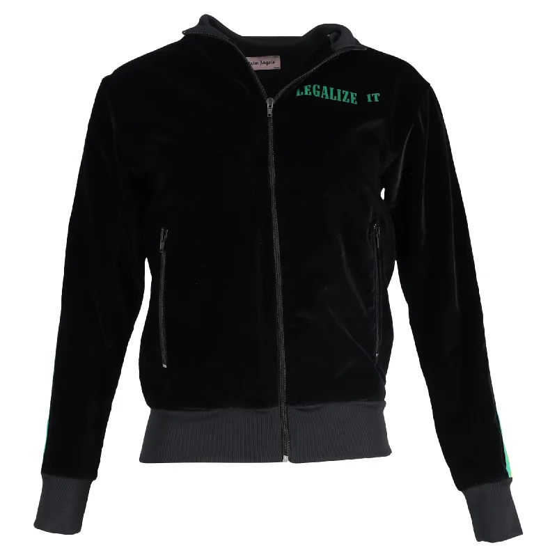 women’s alpaca pullovers-Palm Angels Bomber in Black Velvet