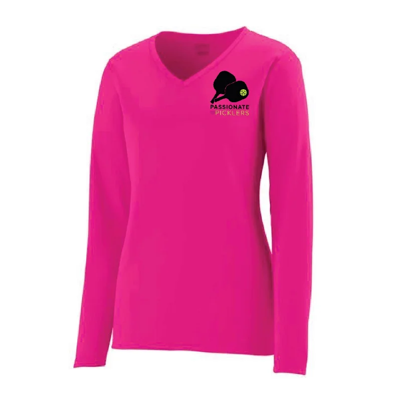 women’s dolman-sleeve tops-Passionate Picklers Ladies Performance Long Sleeve T-Shirt