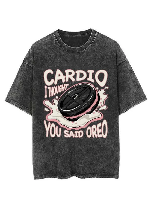 women’s loose pullovers-CARDIO I THOUGHT YOU SAID OREO VINTAGE GYM SHIRT