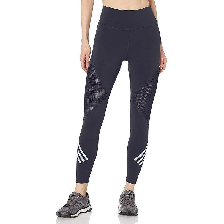 female lace-up tops-Adidas Women's Believe This High-Waist 3-Stripe Leggings Blue Size XS - X-Small