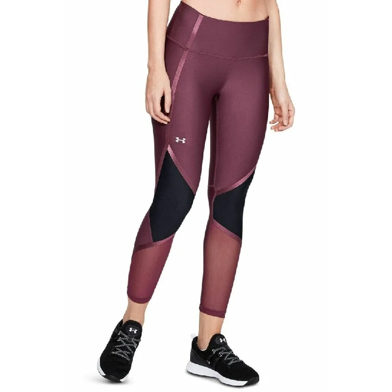 women’s plaid blouses-Under Armour Women's Shine Heatgear Colorblocked Compression Leggings Purple Size Medium