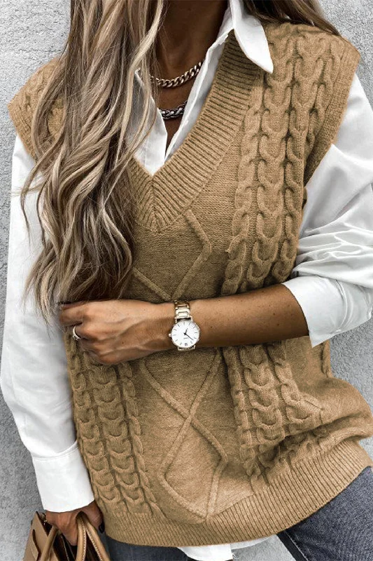 women’s merino pullovers-Oversized Vest Knit Sweaters Tank Pullover Fall Outfit