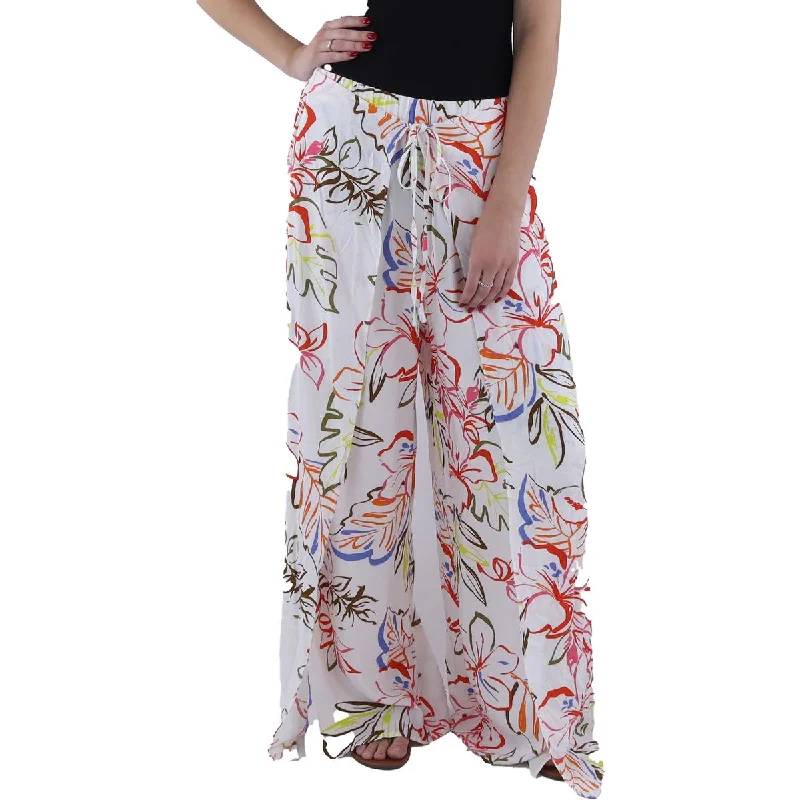 female swim wraps-CeCe Womens Printed Flyaway Wide Leg Pants