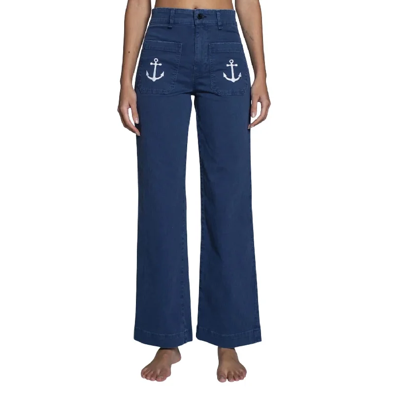 female swim sarongs-Sailor Pant In Anchor Navy