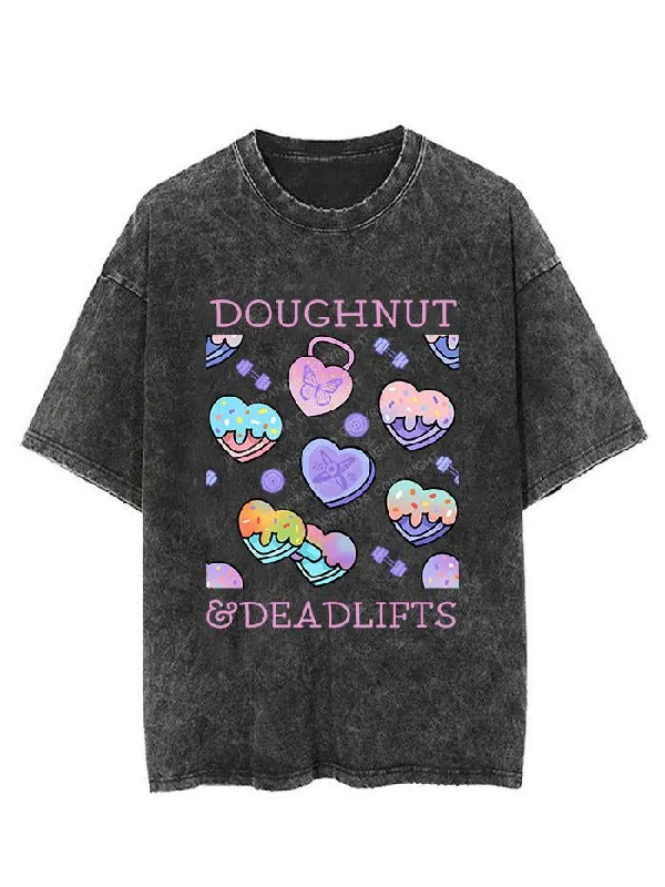 women’s tattersall tops-DOUGHNUT AND DEADLIFTS VINTAGE GYM SHIRT