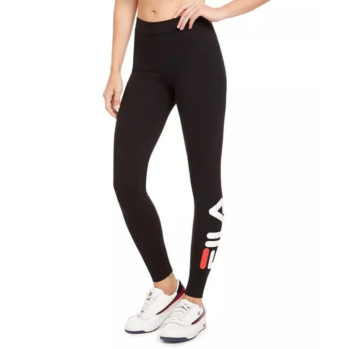 women’s herringbone shirts-Fila Women's Avril Logo Leggings Black Size Extra Small - X-Small