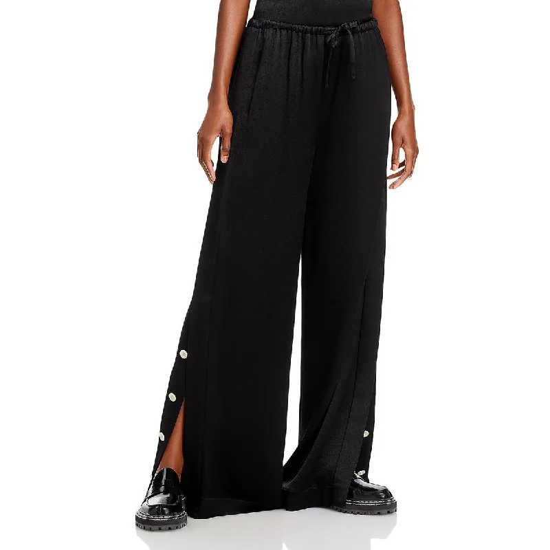 female tiered mini skirts-Proenza Schouler Womens Hazel Satin Drawstring Wide Leg Pants