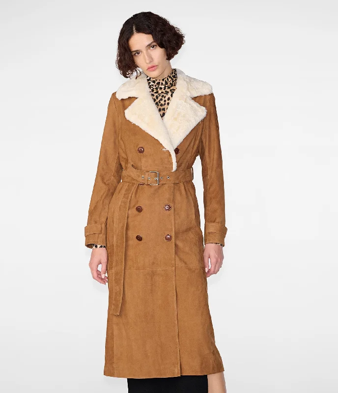 women’s balloon-sleeve pullovers-Savannah Faux Fur Trench