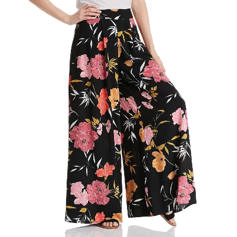 women’s tie-dye blouses-Guess Womens Charissa High Waist Pleated Wide Leg Pants