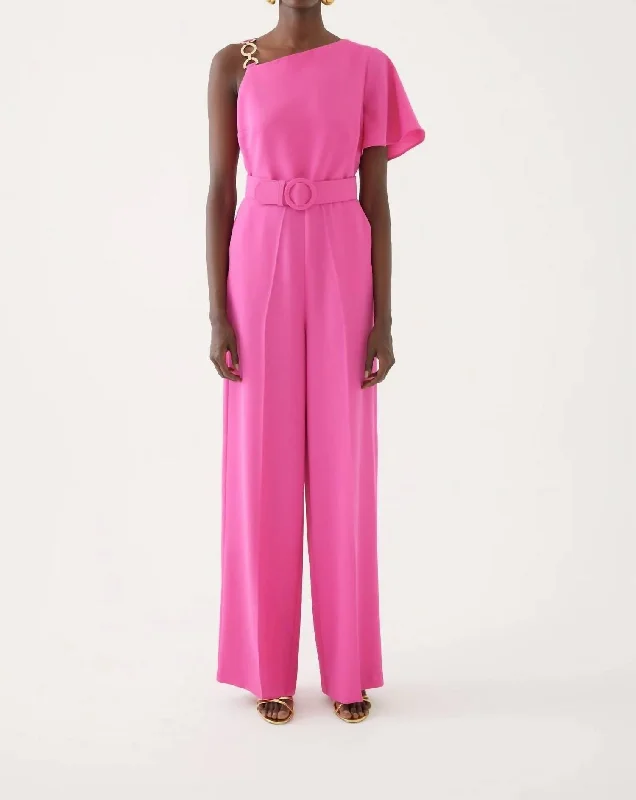 ladies T-strap sandals-Tulum Jumpsuit In Pink