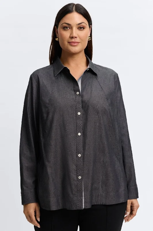 female pleated sundresses-Veronica Plus Cotton Twill Shirt