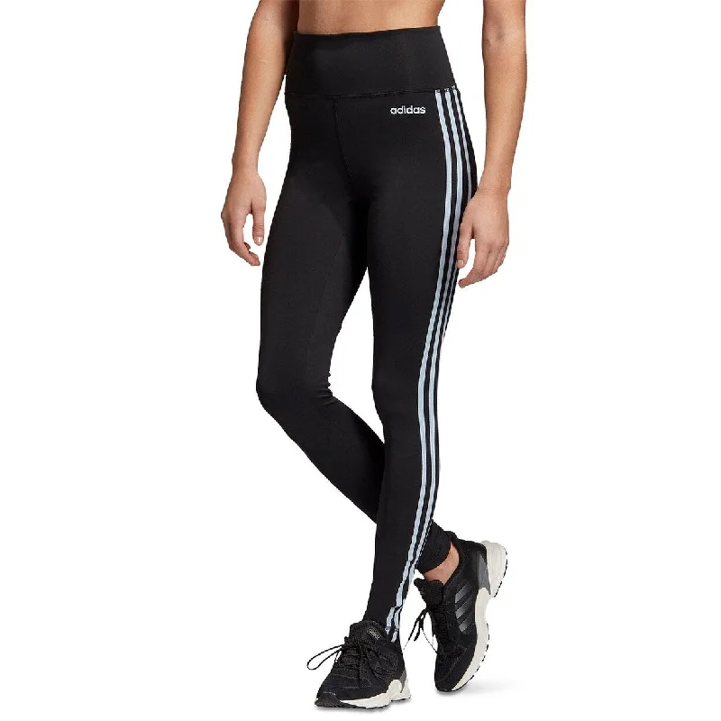 women’s wide culottes-Adidas Women's Design 2 Move 3-Stripe High-Rise Leggings Black Size Extra Large - X-Large