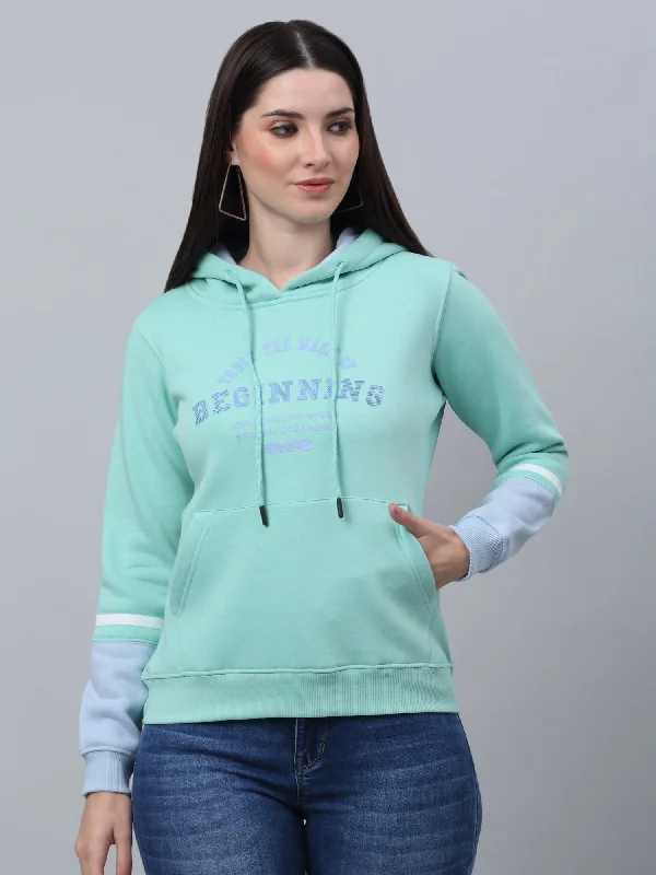 female beach coveralls-Women's Casual  Mint  Regular Full Sleeve  Pullover Hoodie Sweatshirt