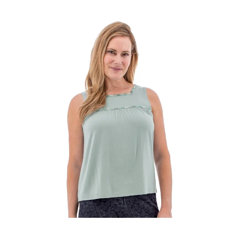 women’s floral midi dresses-Aventura Women's Capella Tank Top - Grey Mist/Green - ONLINE STORE CREDIT/EXCHANGE ONLY