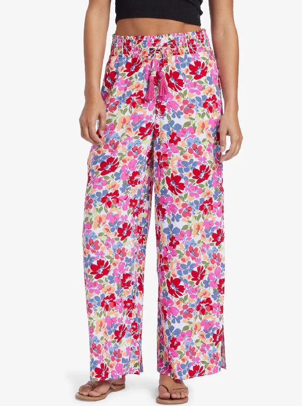 ladies velvet pullovers-Tropical Rhythm Beach Pants - Shocking Pink Bloomin Babe