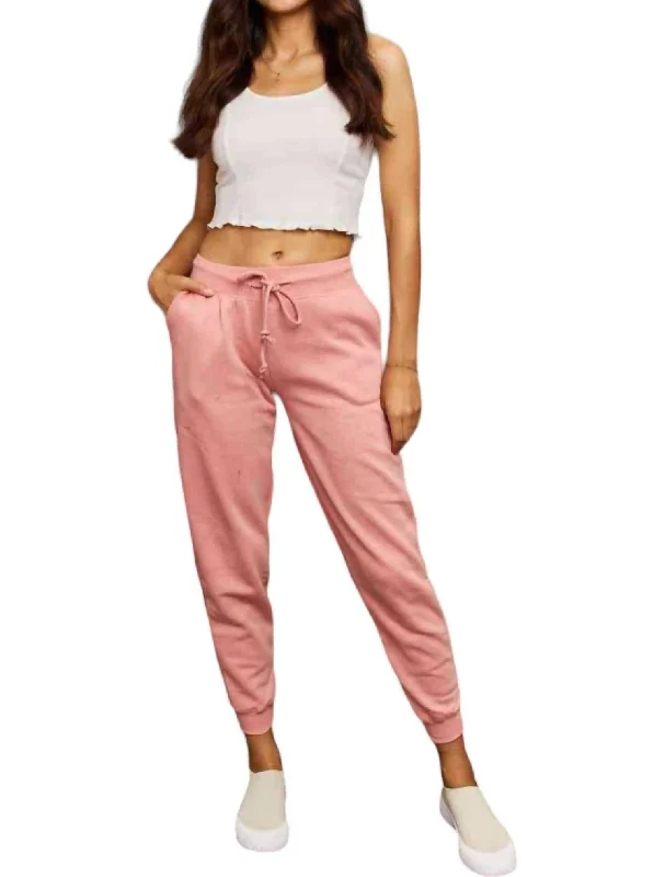 women’s gingham tops-Solid Jill Jogger Pants In Mauve