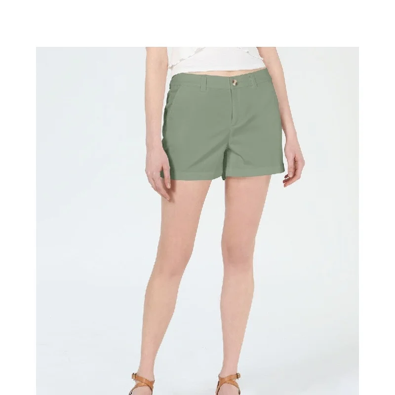 ladies chic rompers-Maison Jules Women's Flat-Front Chino Shorts Green Size 14