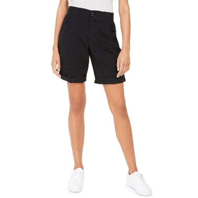 women’s cowl-neck pullovers-Style & Co Women's Roll-Tab Bermuda Shorts Black Size 4