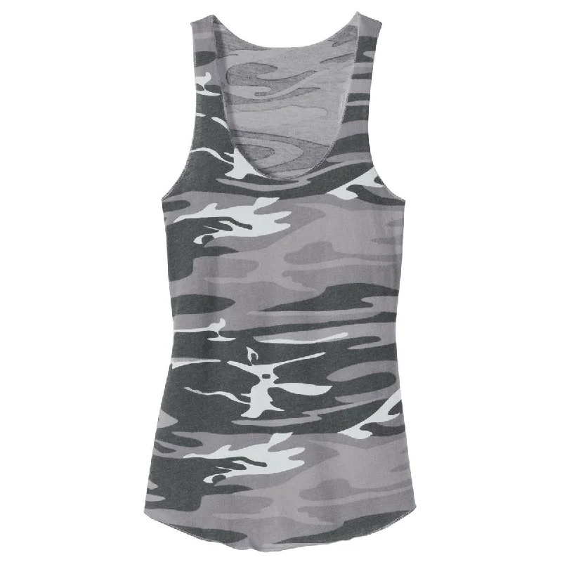 female denim circle dresses-Alternative Women's Grey Camo Meegs Eco-Jersey Racer Tank