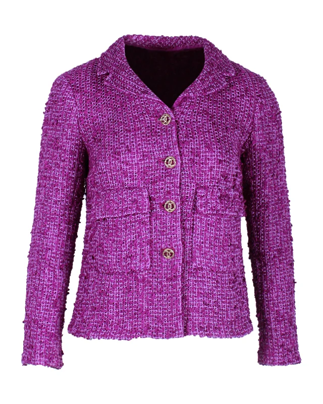 women’s houndstooth shirts-Chanel 2021 Jacket in Purple Tweed