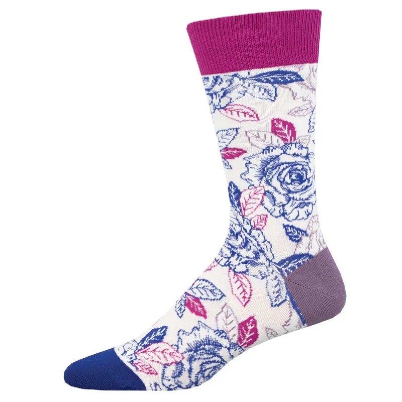 muted socks for subtlety-Bi Roses - Cotton Crew L/XL