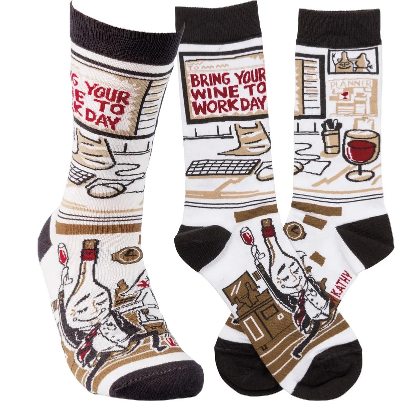 vibrant socks for festivals-Bring Your Wine To Work Sock